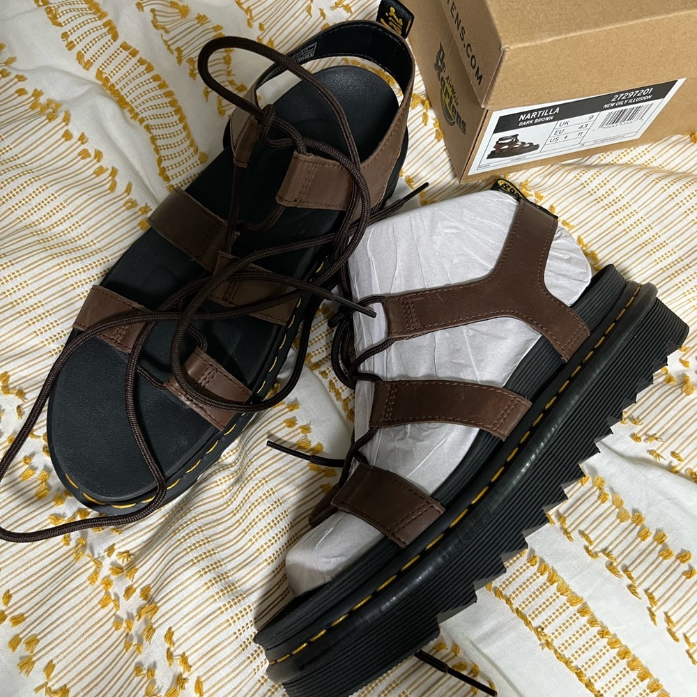 Dr. Martens Brown Gladiator Platform Sandals